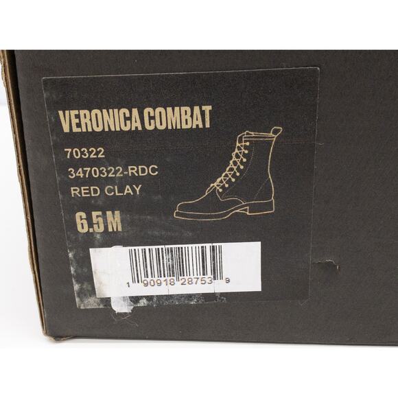 Frye Veronica Combat Boots  Leather Lace Up Heeled Red Clay Women's 6.5 - Picture 11 of 13